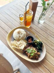 Overhead Shot of Indonesian Ayam Bakar Meal