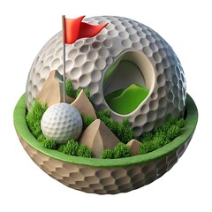 Miniature golf course inside a golf ball