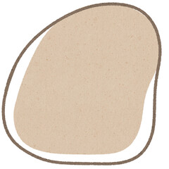 Abstract beige shape with rough brown outline on transparent background, simple organic design