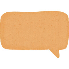 Brown paper speech bubble with textured surface and rounded corners
