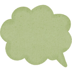 Green textured speech bubble with rounded edges and tail
