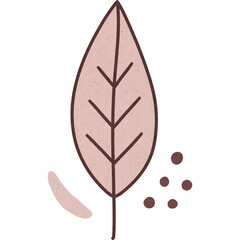 Soft pink leaf with simple brown veins and abstract shapes, evoking calm and natural beauty