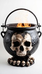 Burning Cauldron with Skulls – Halloween Dark Magic Theme
