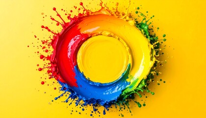 Colorful paint splashes circle design