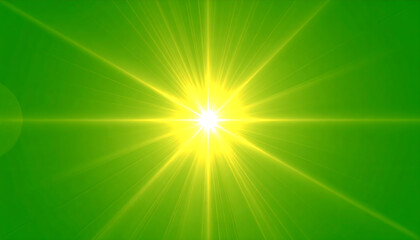 Vibrant Burst of Green Light Radiating Outward Creating a Bright Star Effect