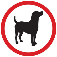 Goat silhouette road sign with red circular border On White Background