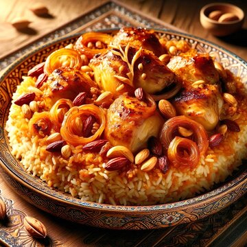 Authentic Omani Majboos Dajaj  Spiced Chicken and Rice Dish
