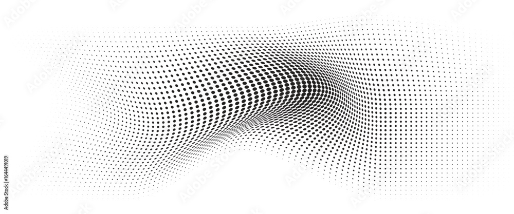 Aufkleber flowing wave dot halftone pattern: curve gradient shape on transparent background. suitable for ai, 