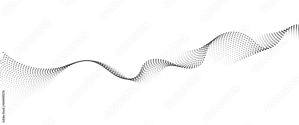 Poster flowing dot wave halftone gradient pattern on transparent background