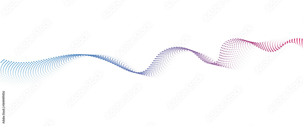 Poster flowing dot wave halftone gradient pattern on transparent background