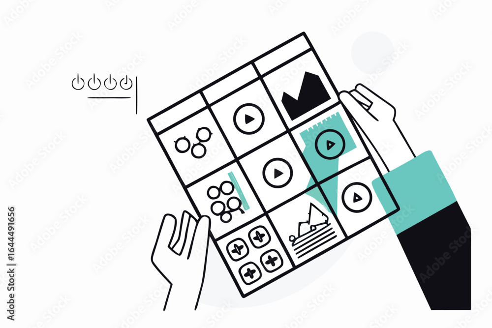 Aufkleber hands holding a digital dashboard with charts and graphs for data analysis