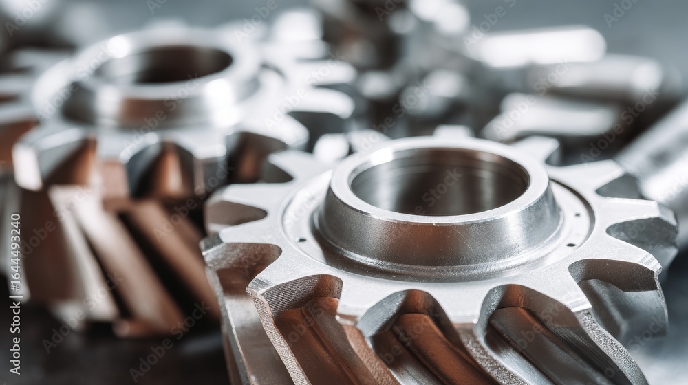 Poster metallic ball bearings are displayed in a close-up view, exhibiting intricate details and precision 
