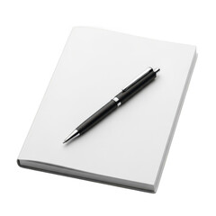Illustration of notebook with pen on top isolated on transparent background, ready for writing
