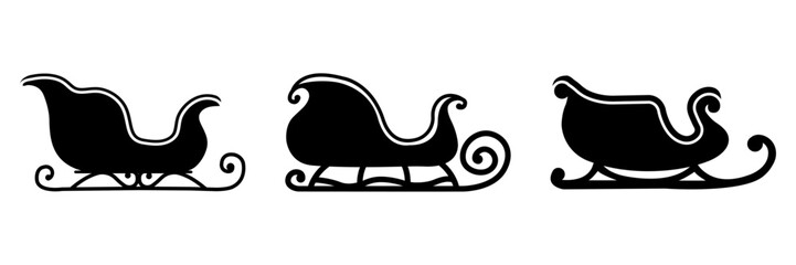 Christmas Sleigh icon set. Santa Sliegh vector. Sled santa christmas sleigh icon. Christmas Sleigh Clipart. Festive Holiday Design. Santa�s Sleigh Illustration. Gift Delivery Graphics. Seasonal Decor