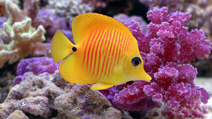 Obraz premium Colorful Reef Fish in Vibrant Coral Scene