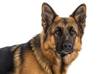 German shepherd dog portrait isolated on transparent background