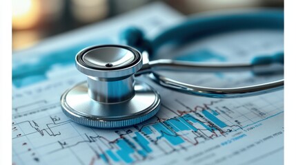 Stethoscope on Graph Document Close-up