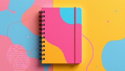 abstract pattern notebook mockup, pastel colors