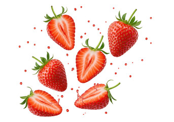 Fresh strawberries isolated on transparent background