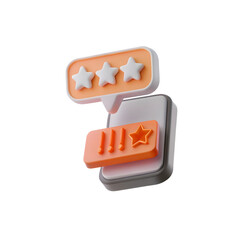 3D Customer Feedback and Star Ratings with Phone &ndash; Transparent Background