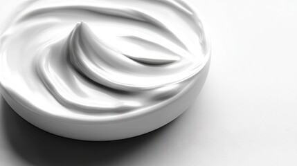 Close-up view of a swirl of white cosmetic cream.