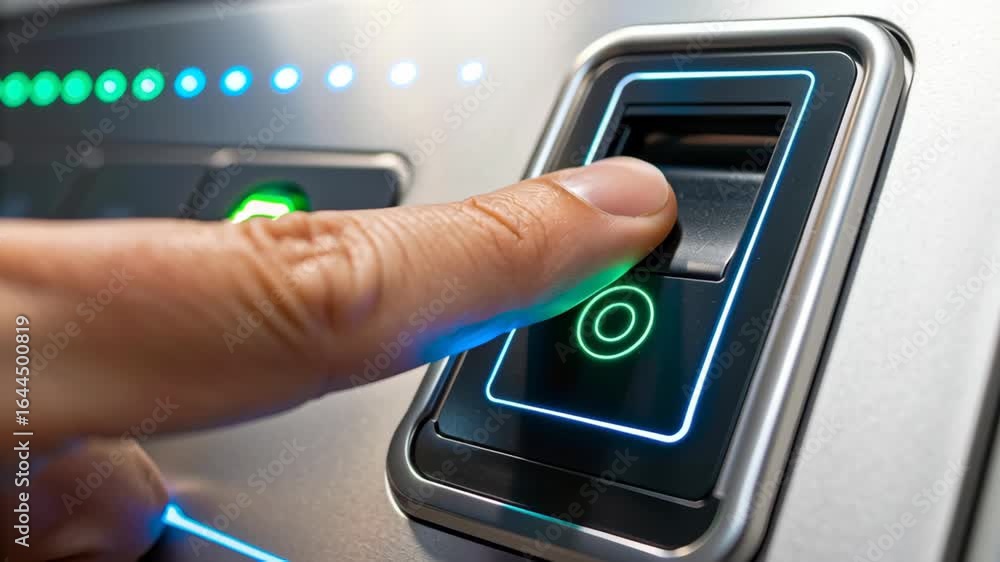Poster modern user interaction with biometric scanner technology enhances cybersecurity in 5g infrastructur