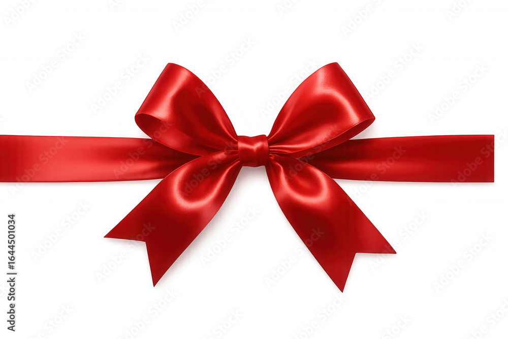 Poster red ribbon with a bow decorating a transparent background, perfect for adding a festive touch to des
