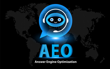 AI-powered answer engines, voice assistants, chatbot, and digital marketing strategy. Answer Engine Optimization Concept.