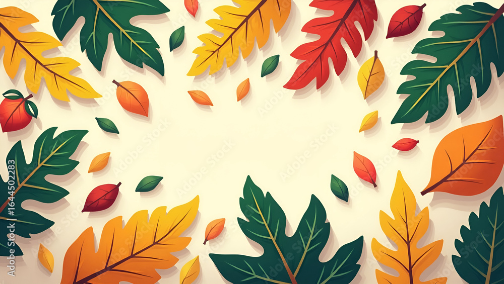 Poster flat lay of assorted pixel art leaves in various shapes and colors, arranged neatly on a neutral bac