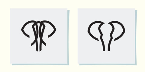 abstract elephant head outline logo, simple head elephant silhouette logo