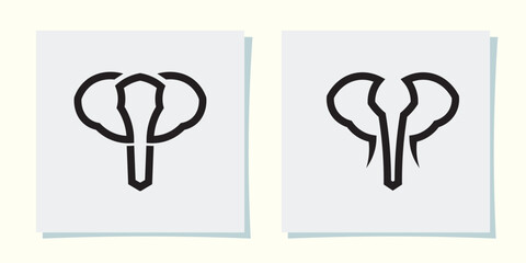 abstract elephant head outline logo, simple head elephant silhouette logo