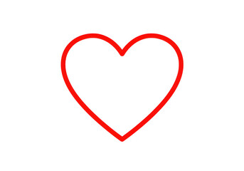 Red heart outline isolated on transparent background