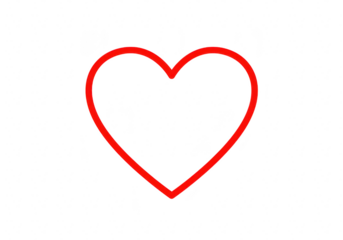 Red heart outline isolated on transparent background
