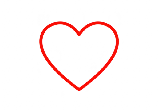 Red heart outline isolated on transparent background