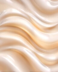 Fototapeta premium Close-up of creamy, flowing surface with soft waves and subtle highlights