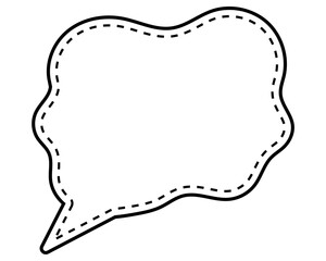 シンプルな点線付き吹き出し　柔らかい線の雲形