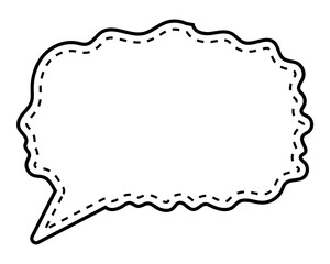 シンプルな点線付き吹き出し　柔らかい線の雲形