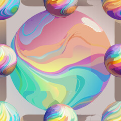 Obraz premium Abstract marbled spheres and swirls in pastel colors