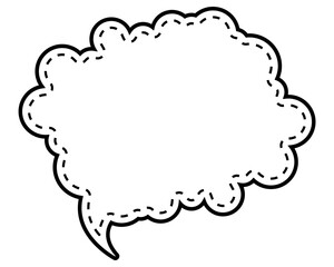 シンプルな点線付き吹き出し　雲形