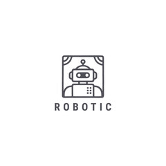 Fototapeta premium Robotic logo with a sleek and futuristic style for modern and line inspired branding.