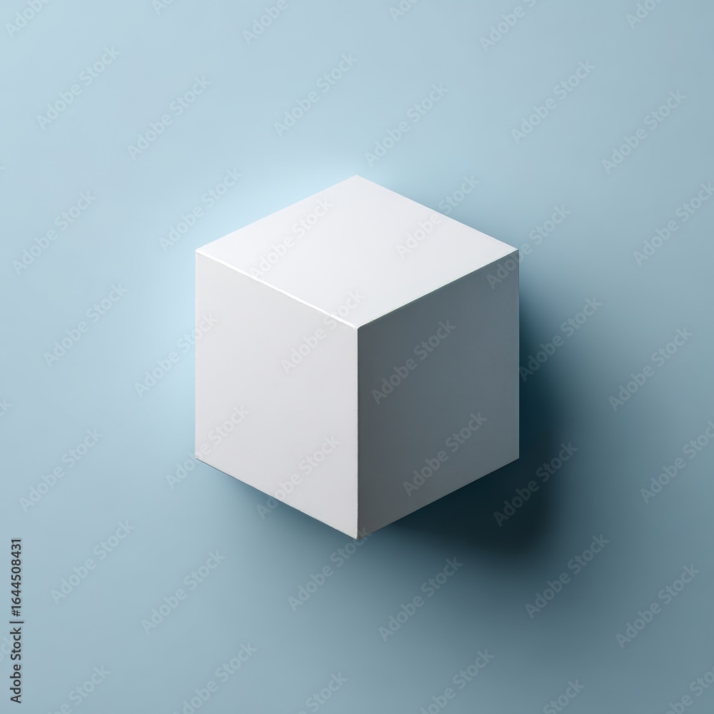 Poster isolated on a stock 3d geometric background, a white cube podium platform sits on a blank box produc