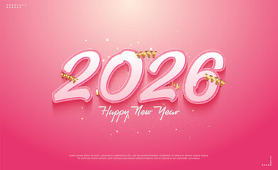 happy new year 2026 with beautiful and romantic celebration banner concept.