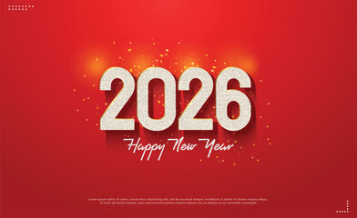 happy new year 2026 with fancy festive numerals with delicate numeral shadows.