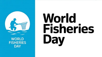 World fisheries day celebration with fisherman silhouette and text