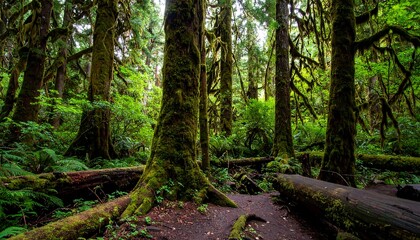 Obraz premium Ancient Moss-Covered Giants in a Lush Temperate Rainforest