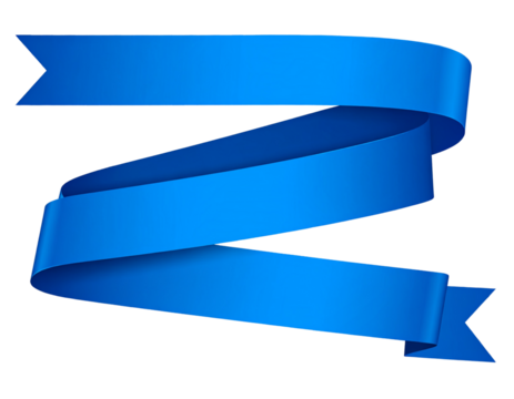 Flat Minimalist Blue Ribbon Banner Shape, Isolated PNG
