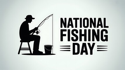 Silhouette of a fisherman celebrating national fishing day