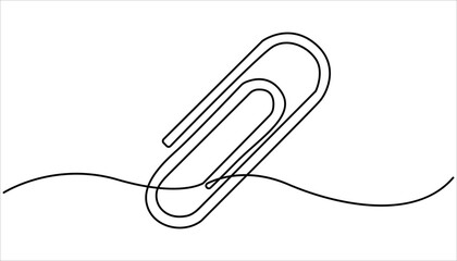 Continuous one line drawing of Paper clip. Single line drawing illustration of Metal paper clip, Sketch, Paper clip, Doodle line illustration. Realistic paper clip concept vector art.


