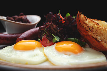 Traditional English breakfast on table