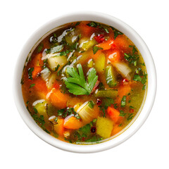 Delicious vegetable soup in a bowl